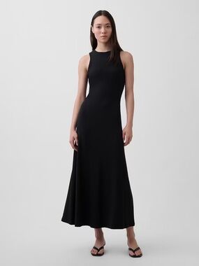 NWT GAP Modern Rib Shelf-Bra Maxi Dress // Black